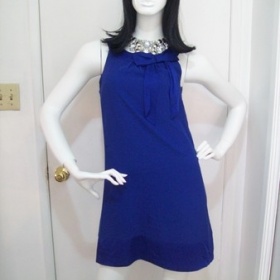 H&M výrazně modré šaty s mašlí